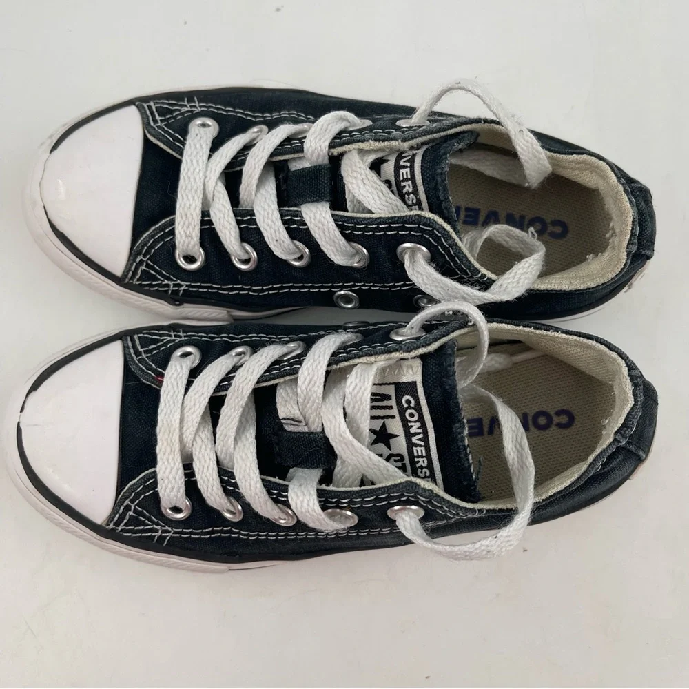 Converse Unisex Kids CTAS Black White Canvas Low Top Sneakers Shoes - Size 12 C